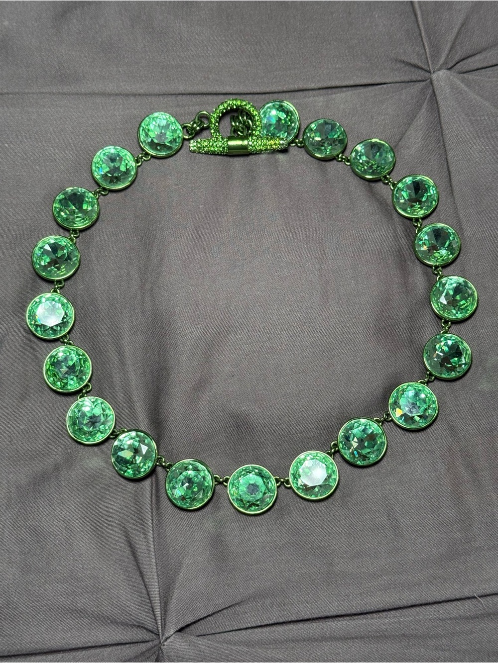 Juicy Couture Green Crystal Round Link Necklace